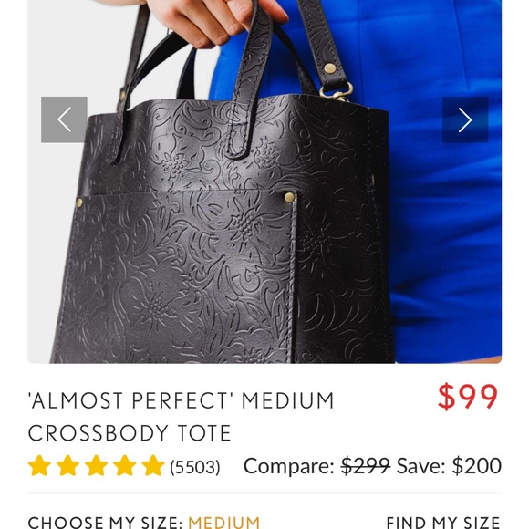 Portland Leather Black Embossed Tote - Picture 4 of 12